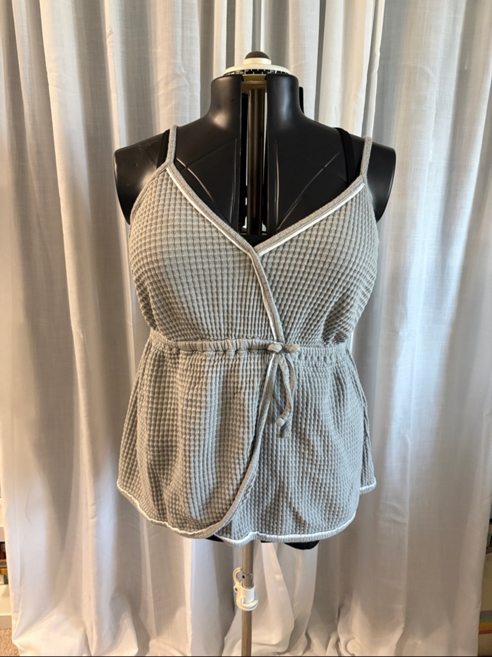 Cacique Light Gray Waffle Knit Sleep Cami
